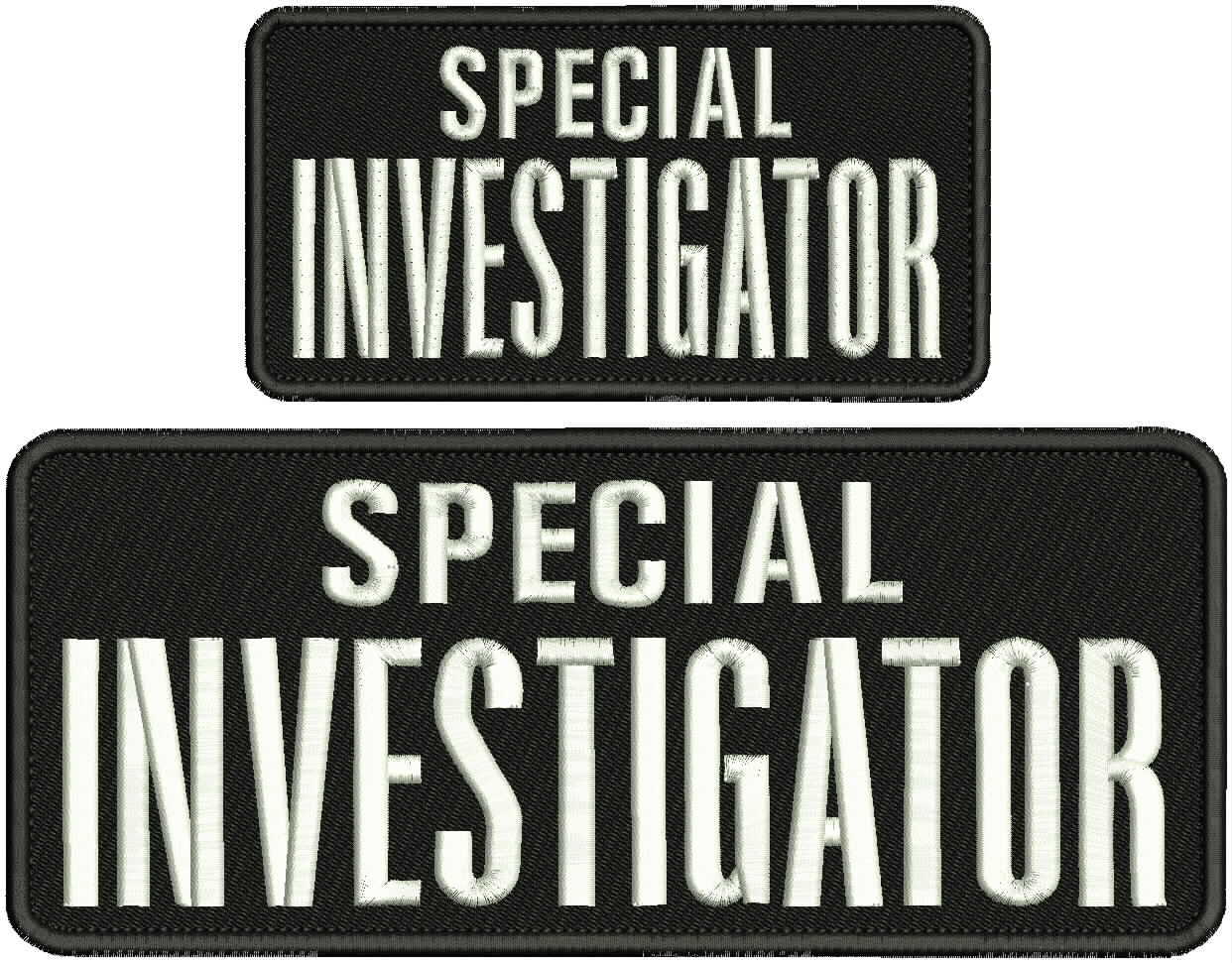 SPECIAL INVESTIGATOR Embroidery Patch 4X10 and 3x6 hook on back blak/white leter