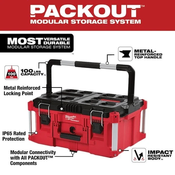 Milwaukee 48-22-8425 100-Pound Capacity Polymer Packout Large Tool Box