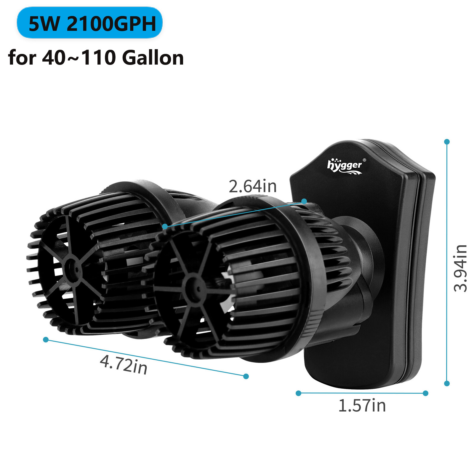 hygger Wavemaker Circulation Pump Powerhead Fish Tank Water Pump Magnetic Base