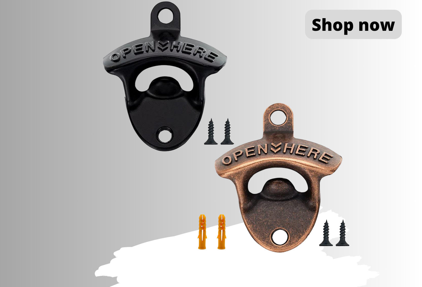 Cast Iron Wall Mount Beer Opener Set (2) Black/Bronze