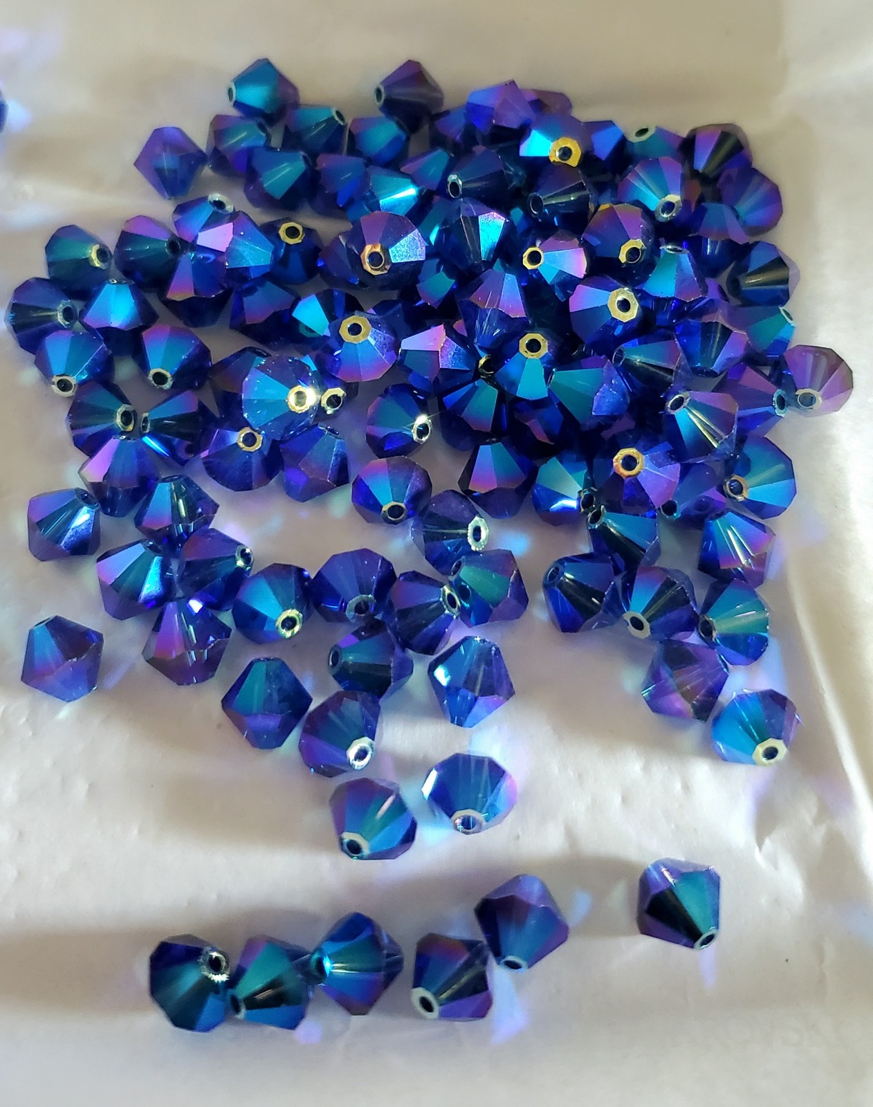 Vintage Swarovski 5301 6mm bicone beads Dark Sapphire AB2X (12pcs)