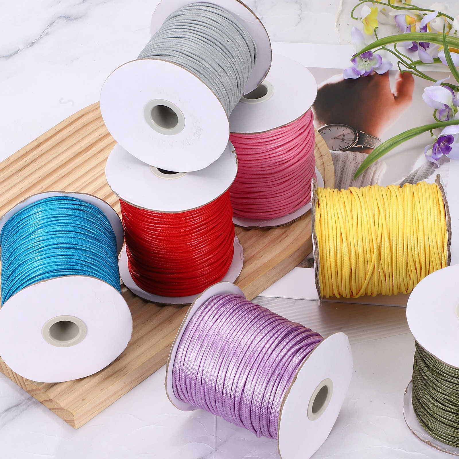 Waxed Cord 2mm Waxed Thread 87 Yard Wax String Leather Cord (Emerald Green)