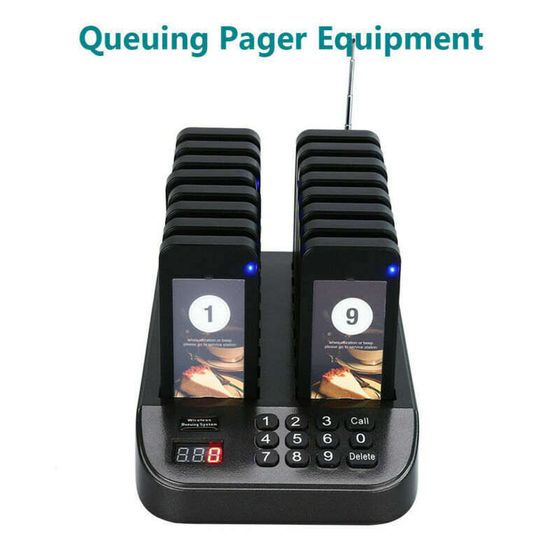 Restaurant Pager Calling Button Keypad+16 Receiver Wireless Paging Queue System