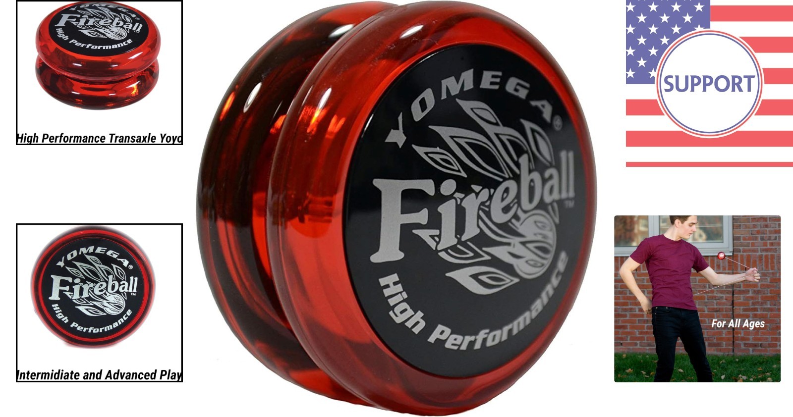 Yomega Fireball YoYo: Durable Red/Black Design for Pro-Level Trick Performance