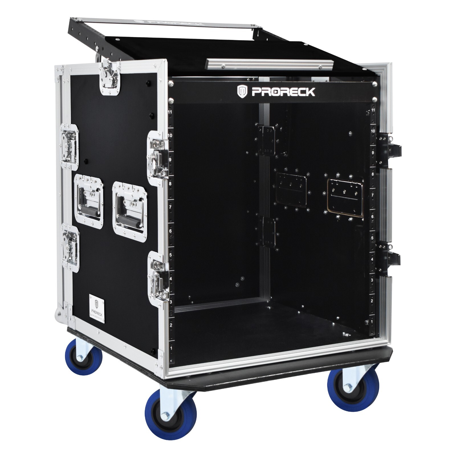 proreck 12U space Rack Case With Slant Mixer Top, 20'' Rackable Depth for DJ