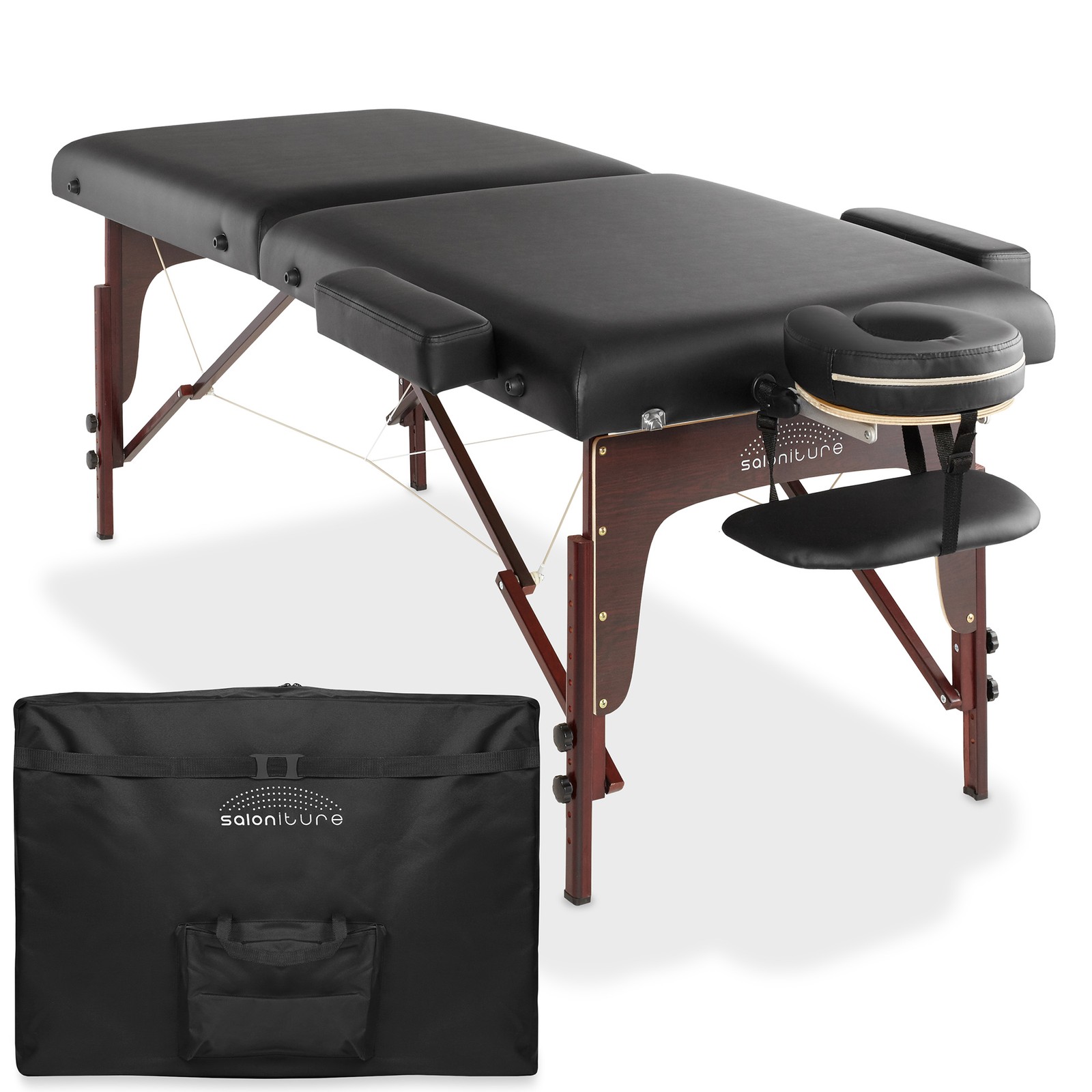 OPEN BOX - Portable Bi-Fold Massage Table w Reiki Panels, Black