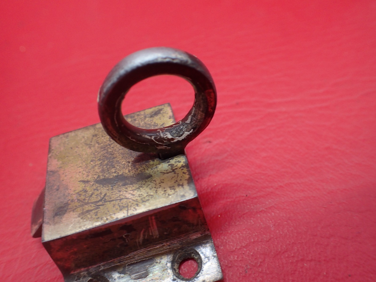 2 Antique Cabinet Cupboard Loop Slide Latch Latches Steel Brass Plate Hardware