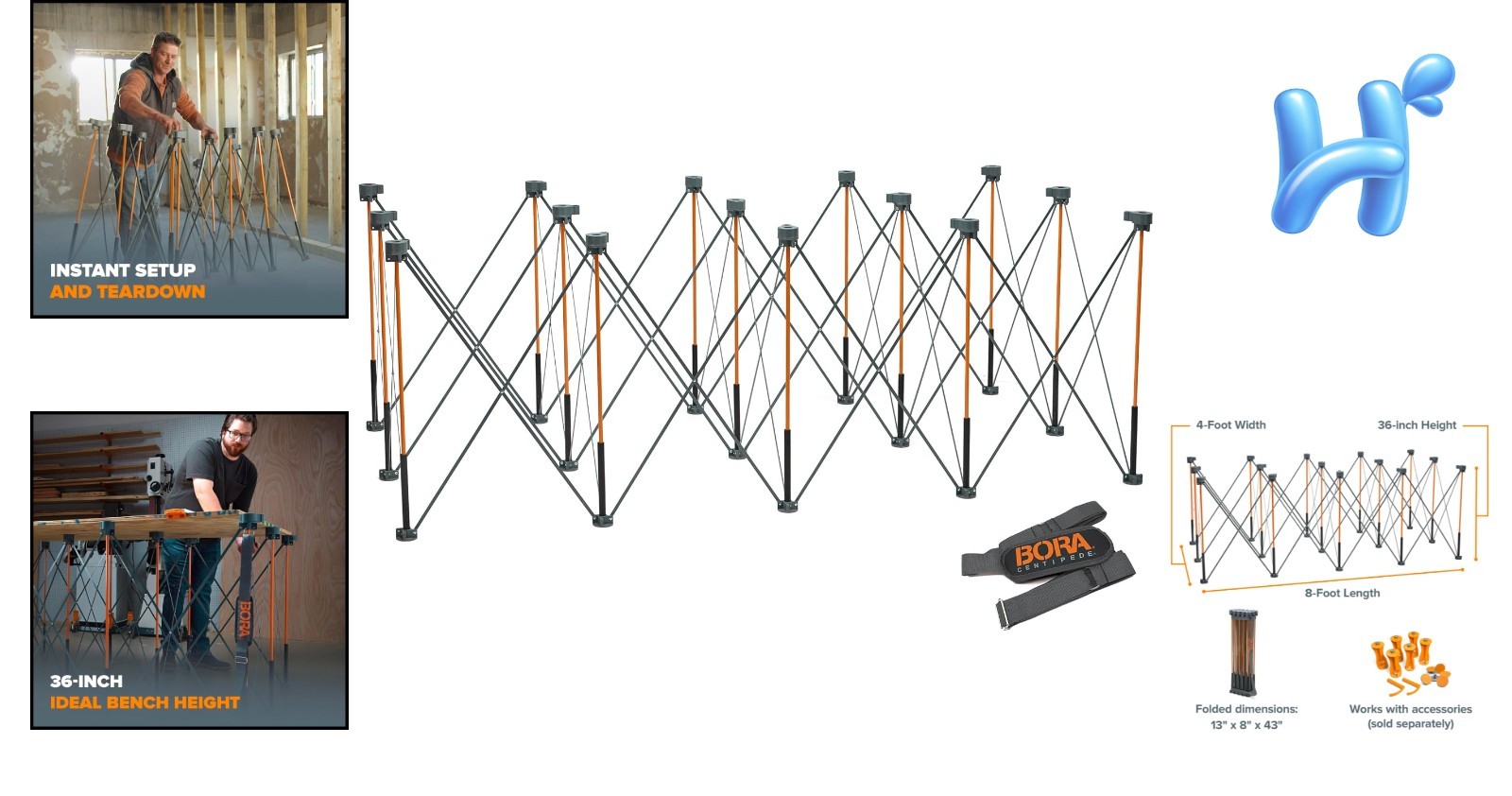 Versatile Heavy Duty Work Table - Centipede 6000lb, 36in High, Portable Design