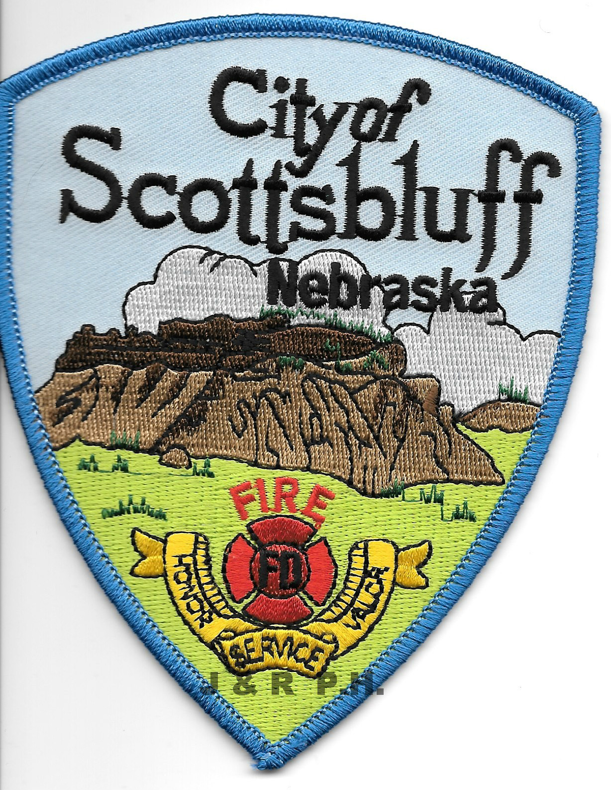 Scottsbluff  "Honor - Service - Valor   light border", NE (4" x 5") fire patch