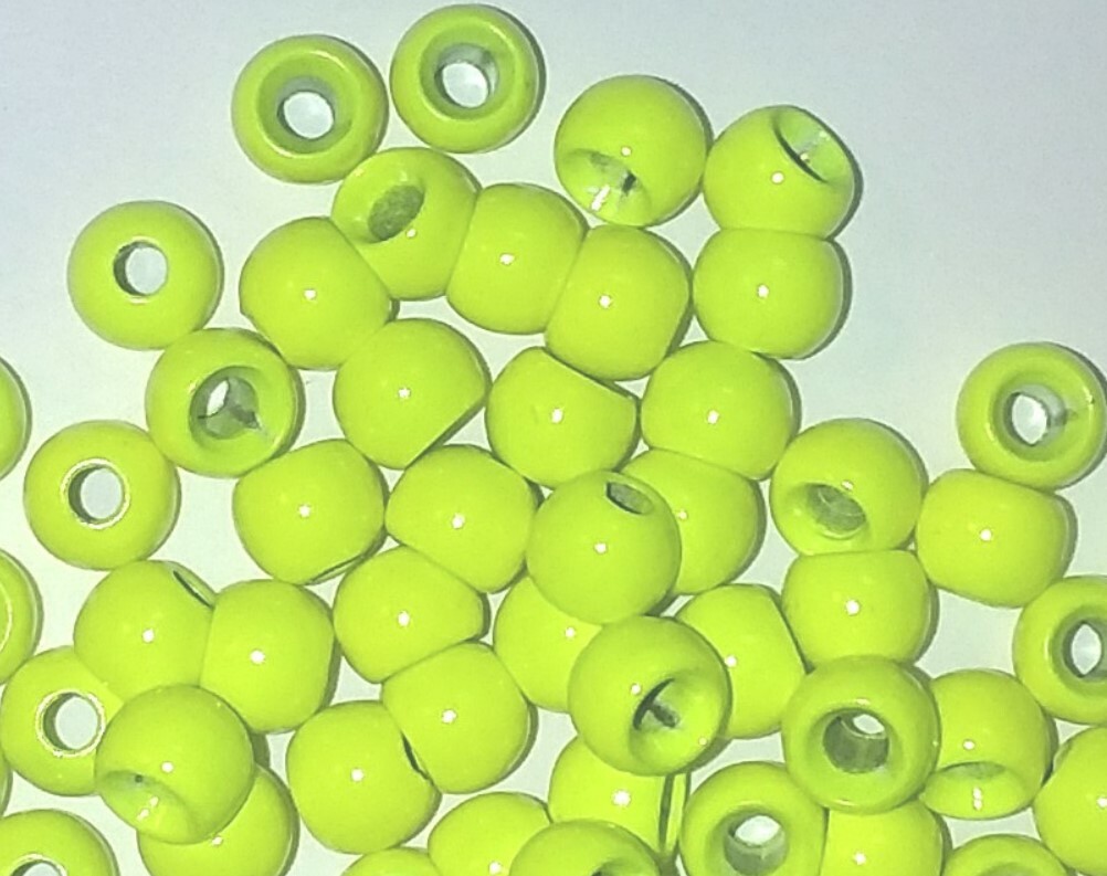 PREMIUM UV FL YELLOW CHARTREUSE PAINTED BRASS BEADS FLY TYING 6 SIZES - 25 COUNT