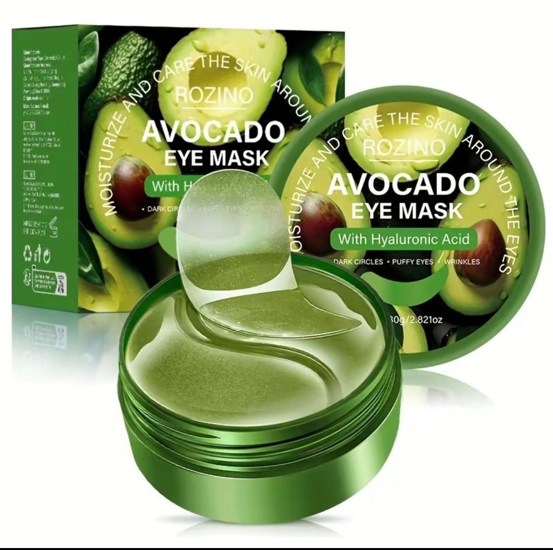 Rozino Avocado Eye Mask Hyaluronic Acid Aloe Vera  Moisturize Face Area Safe 80g