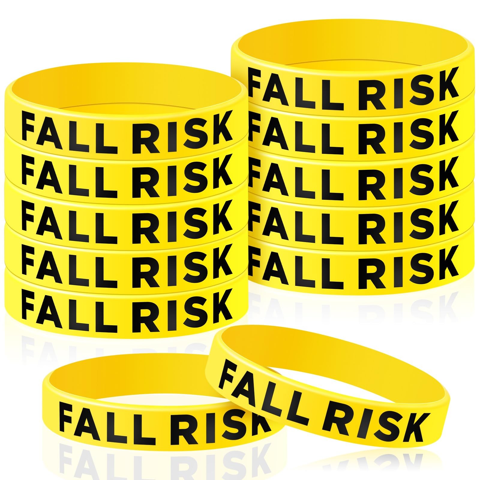 Sumind 12 Pcs Fall Risk Bracelet Emergency Alert 7.95 Inches, Yellow