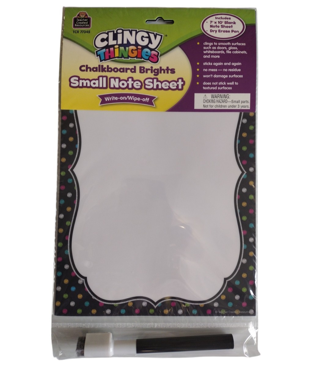 Teacher Created ResourcesBlack Confetti Clingy Thingies Small Note Sheet 77345