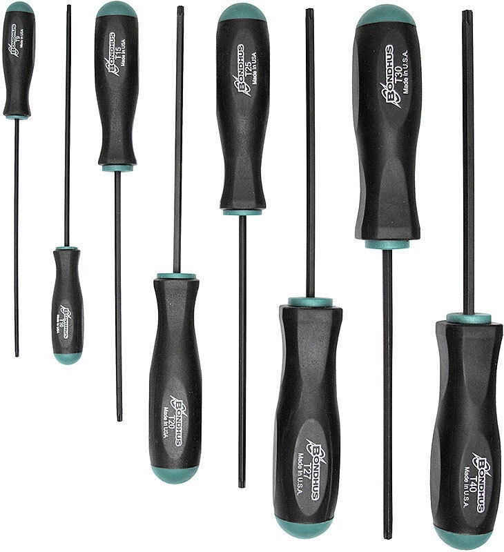 Bondhus 8pc Torx Star Screwdriver Set T40-T9 MADE IN USA 34534 High Torque Steel