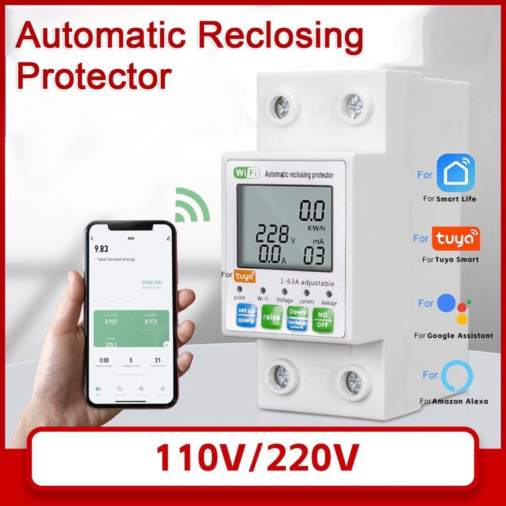 For Tuya Smart for reset Protector Switch for current Breaker Meter AC80-300V