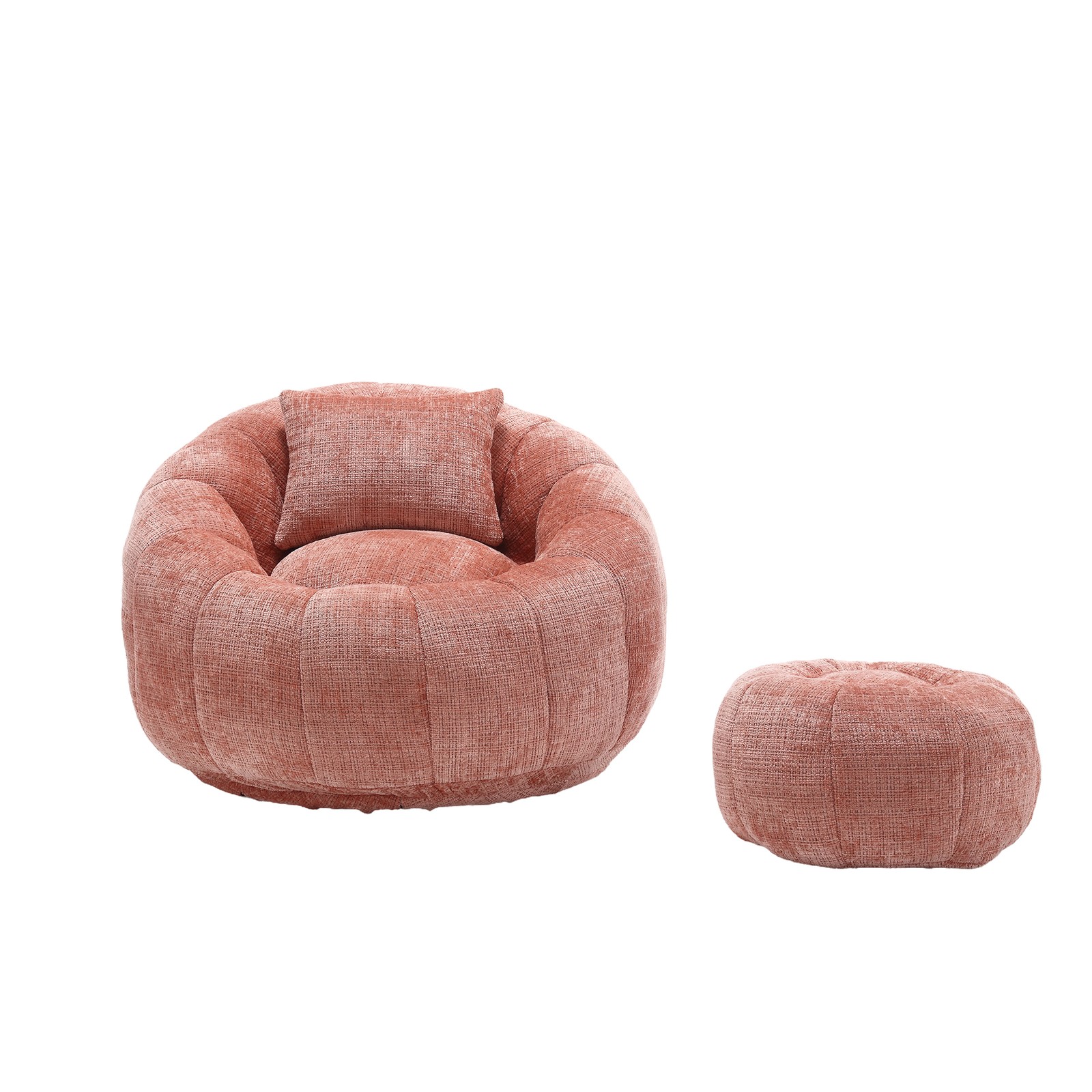 UNITED WE WIN Modern Bean Bag Chairs, Comfy Round Chair for Adults with Ottoman