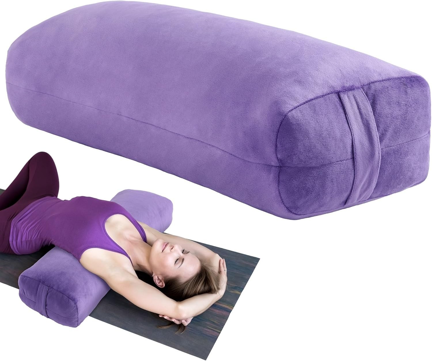 Yoga Bolster Pillow, Rectangular Bolster for Restorative Yoga & Meditation, P...