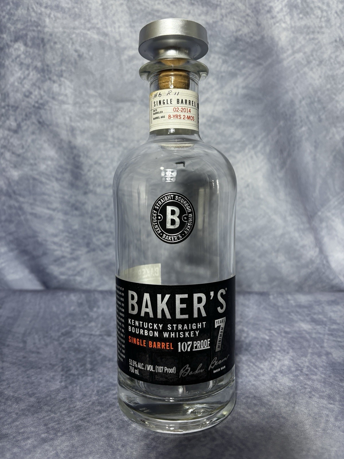 Baker's 7 Year Single Barrel Bourbon Whiskey Decorative Decanter Bottle
