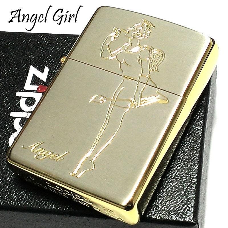 ZIPPO lighter Windy Angel Girl Devil silver gold two tone finish Zippo engraving
