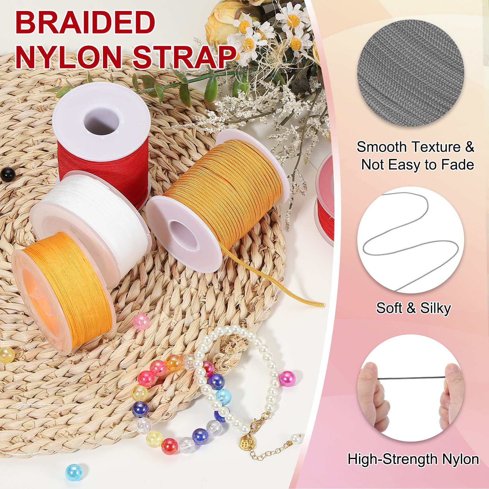 0.8mm 71 Yards Nylon String Bracelet String Braided Nylon Thread Dark Grey