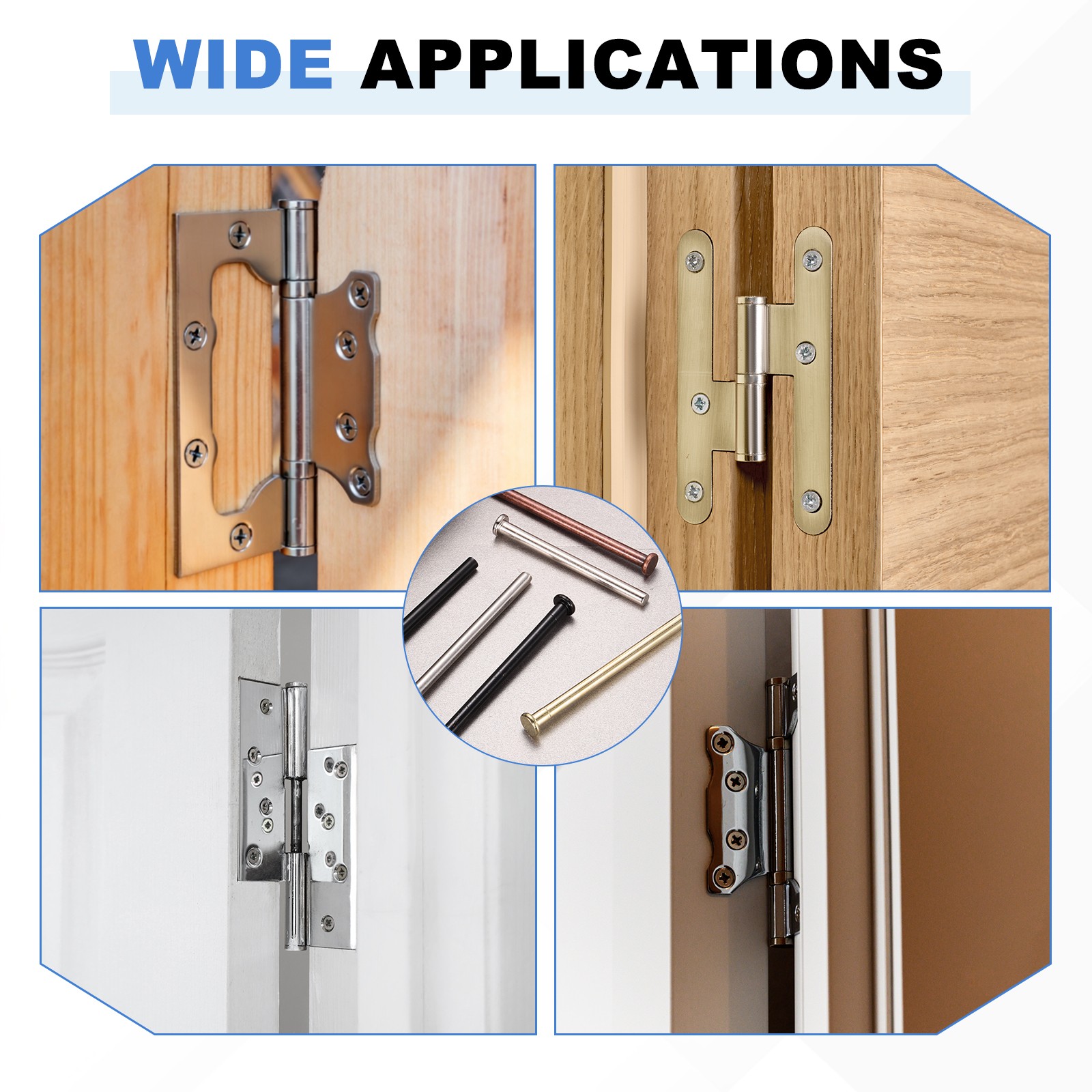 5Pcs Door Hinge Pins, 4 Inch Interior Door Hinge Security Pins, Matte Black