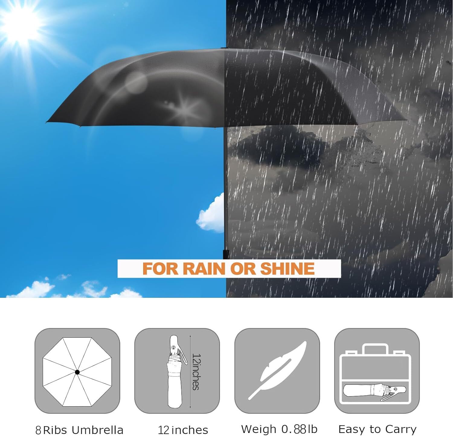 Travel Compact Windproof Umbrella, Small Automatic Folding Umbrella for SZ02