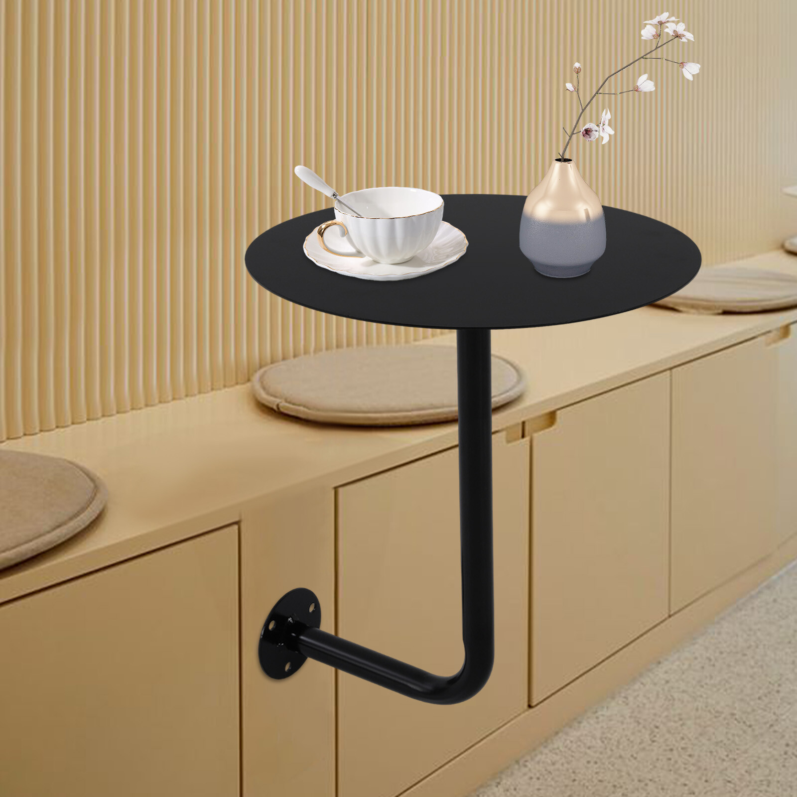 Modern Iron Round Wall Table for Cafes & Home Kitchen 35x45cm