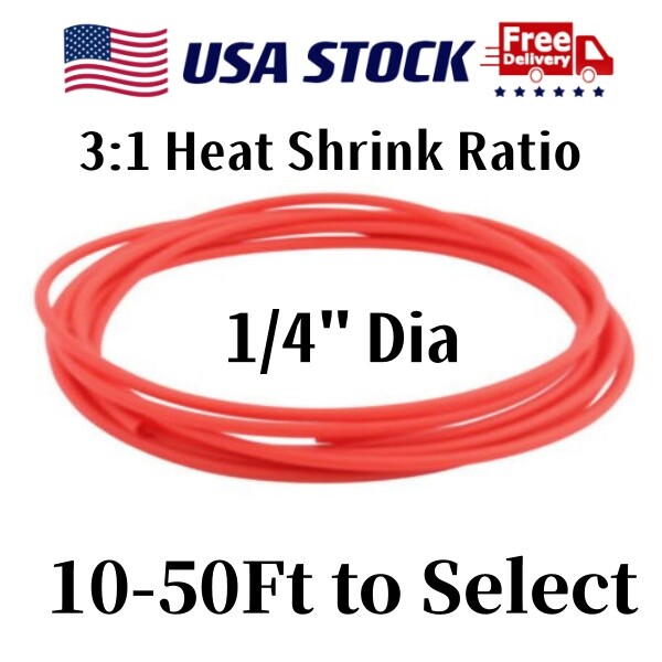 Adhesive Lined Marine Grade Wire Protection 3:1 Heat Shrink Tubing 1/4" Dia Red