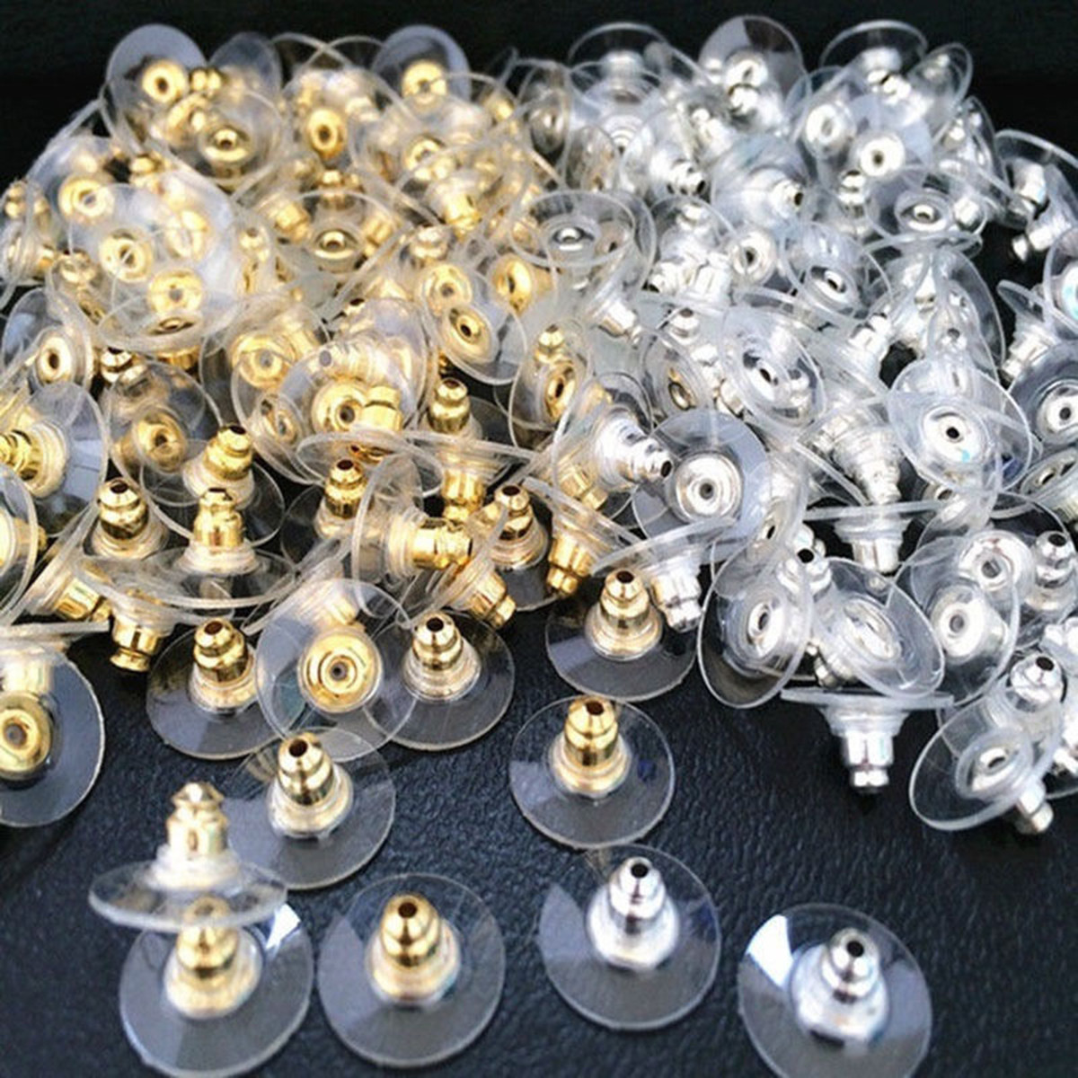 50PCS Earring Backs Stoppers Findings Ear Post Nuts Jewelry Findings Gold/Silver
