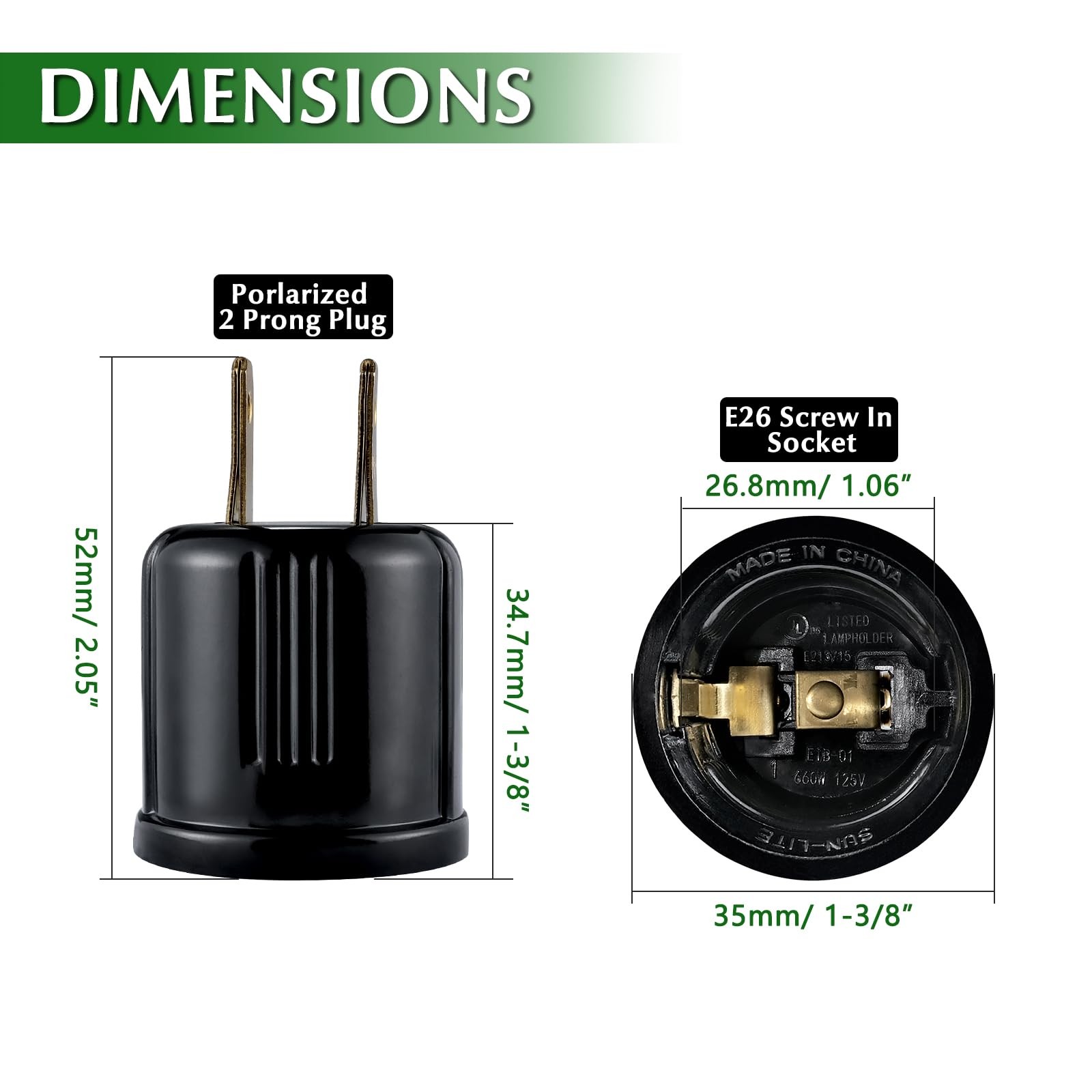 Outlet to Socket Adapter,Plug-in Light Socket,Convert Outlet to Light Bulb So...