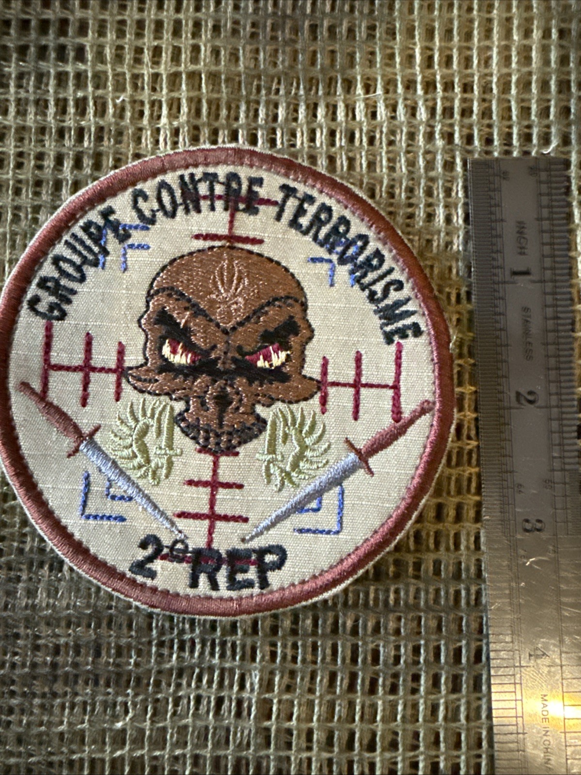 French Foreign Legion Counter Terrorism Group 2 Rep Afgan War Patch Subdued Arid