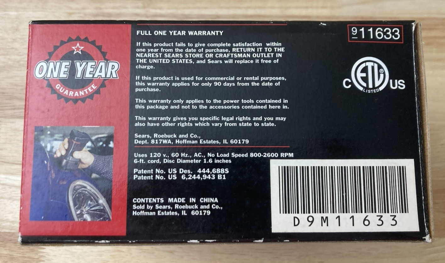 Craftsman 3D Sander 911633 Adjustable Speed (New Open Box)