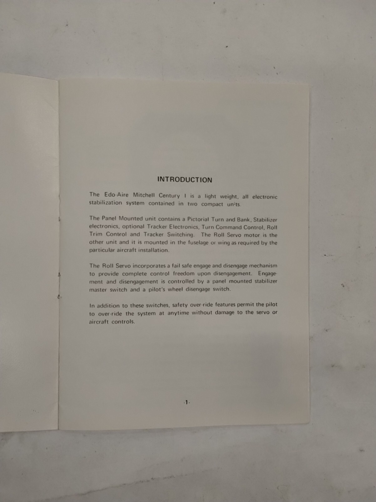 Edo-Aire Mitchell Century I Automatic Flight System Pilots Operating Manual-Orig