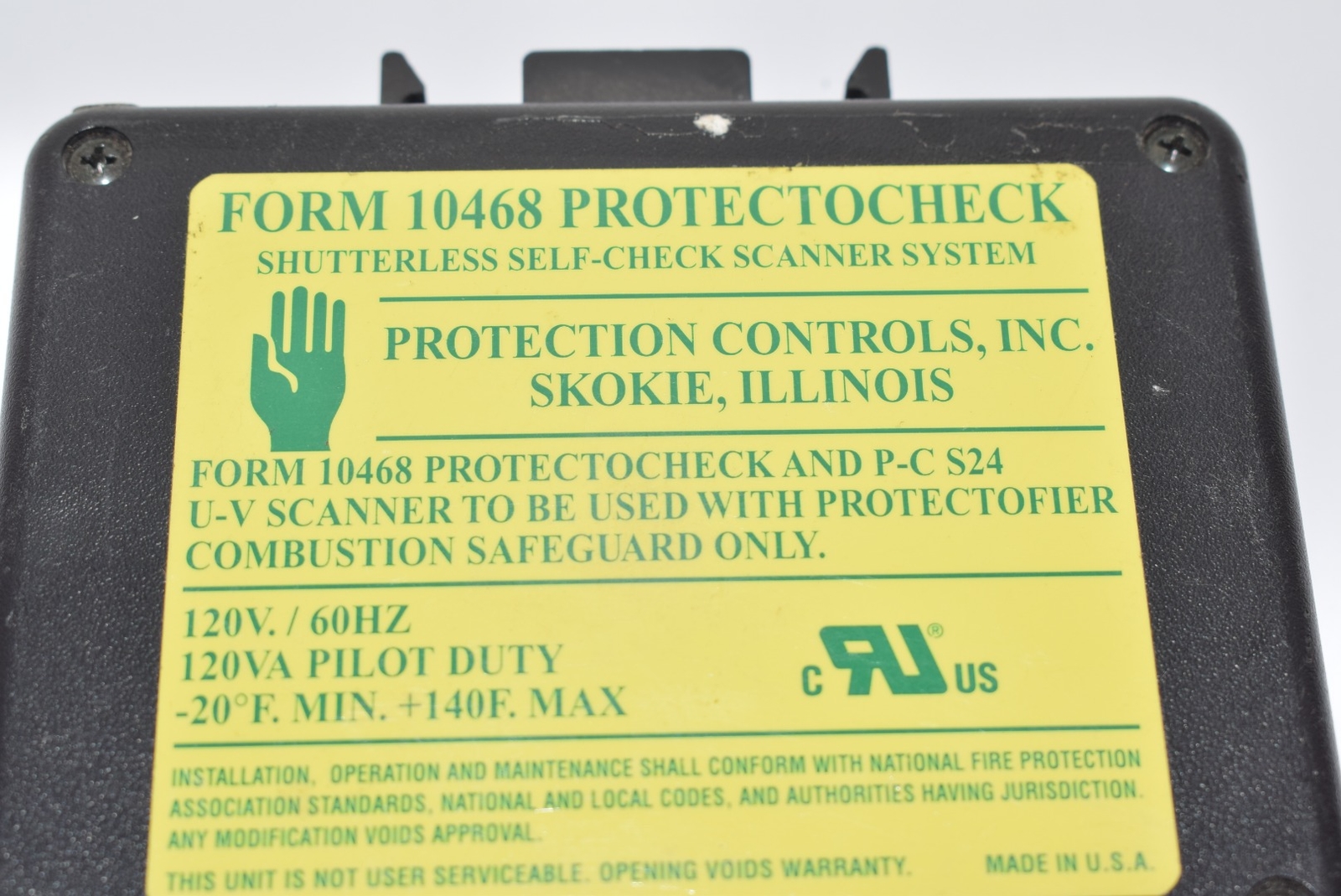 Protection Controls PROTECTOCHECK U-V Scanner PN 10468 Sensor