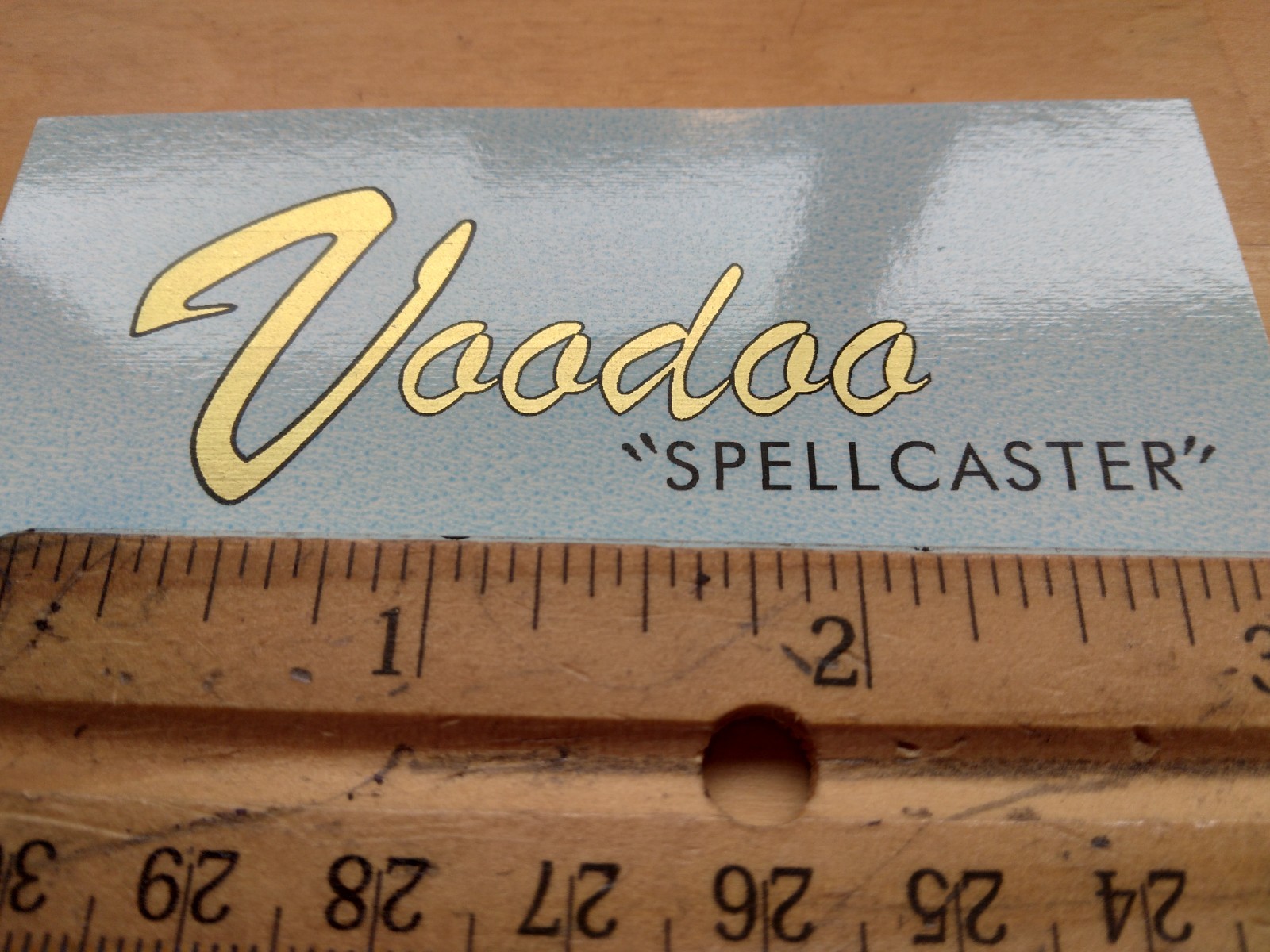 Voodoo SPELLCASTER Guitar Waterslide Decal, Metallic gold ink, Premium decal