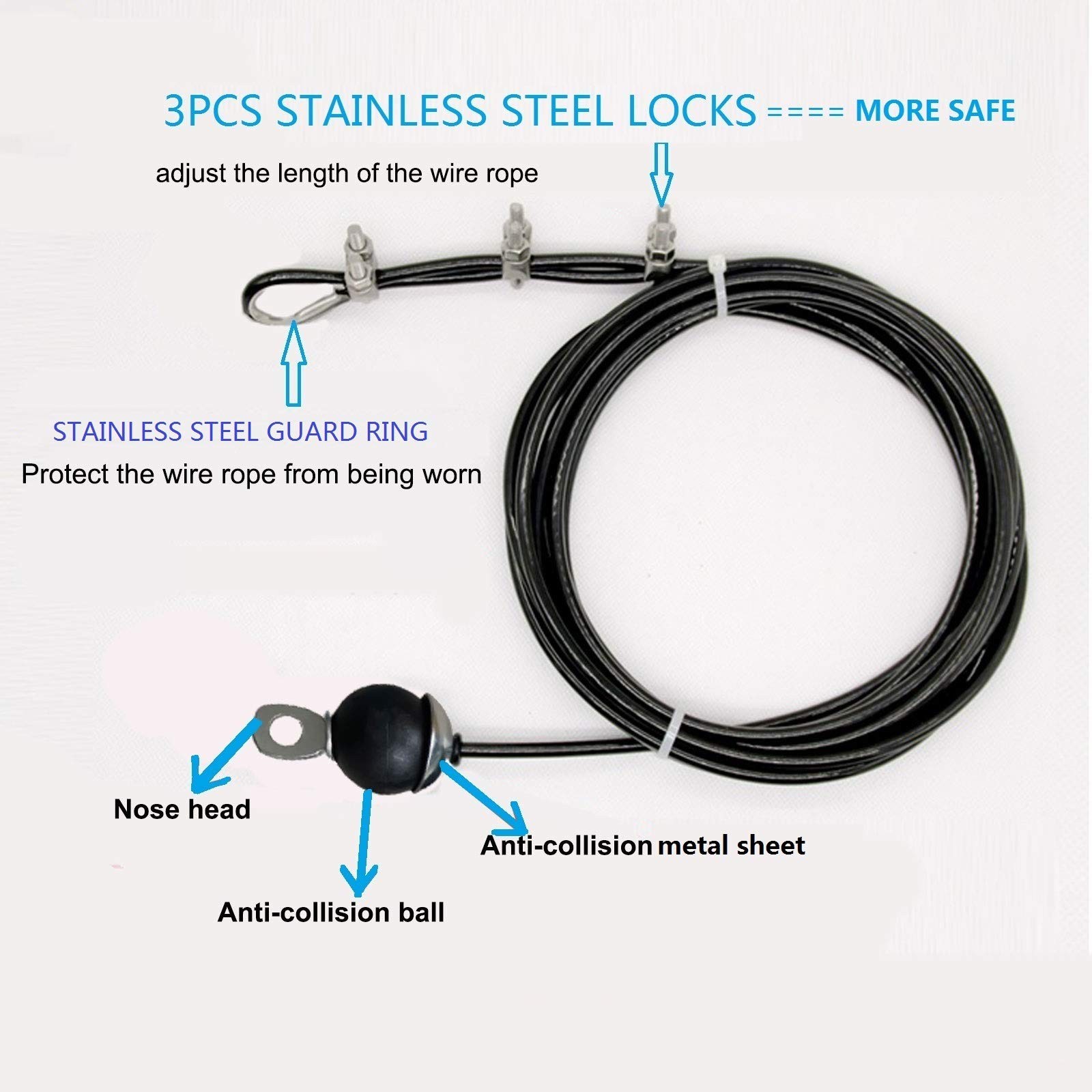 LAT Pulldown Cable Replacement for Home Gym, 78236 Inch Adjustable Length