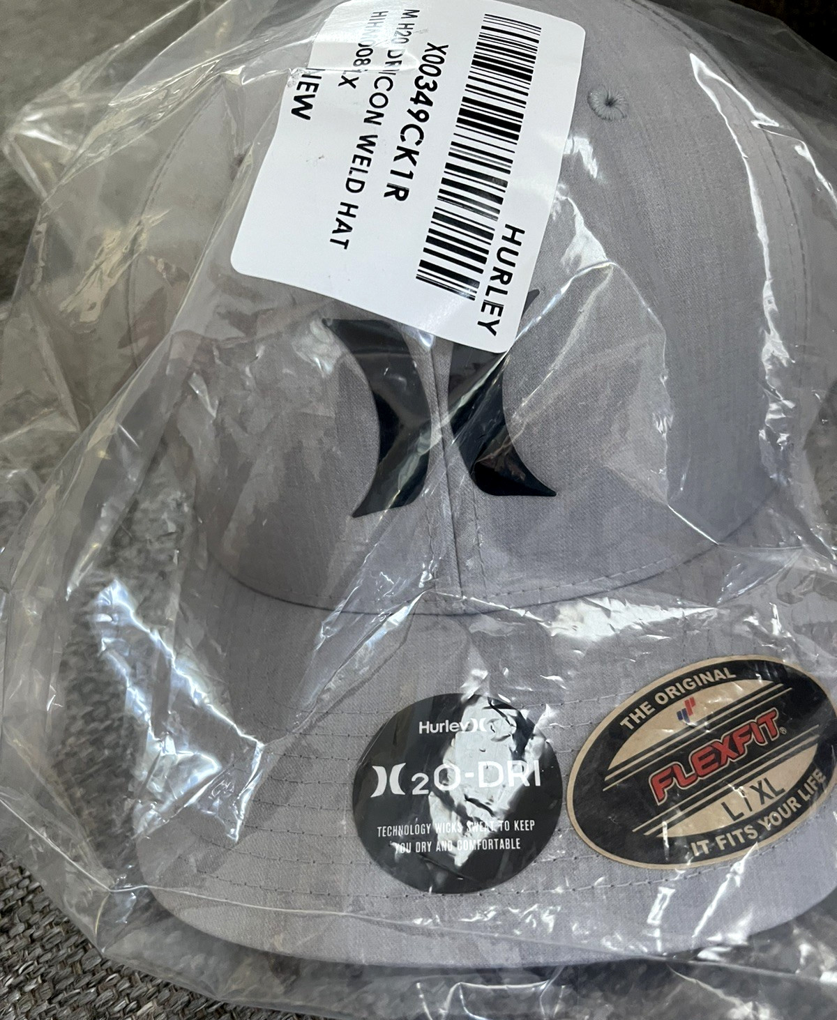 Hurley Icon Weld Hat - Grey - NWT Size L/XL Sealed in Plastic Fast Shipping