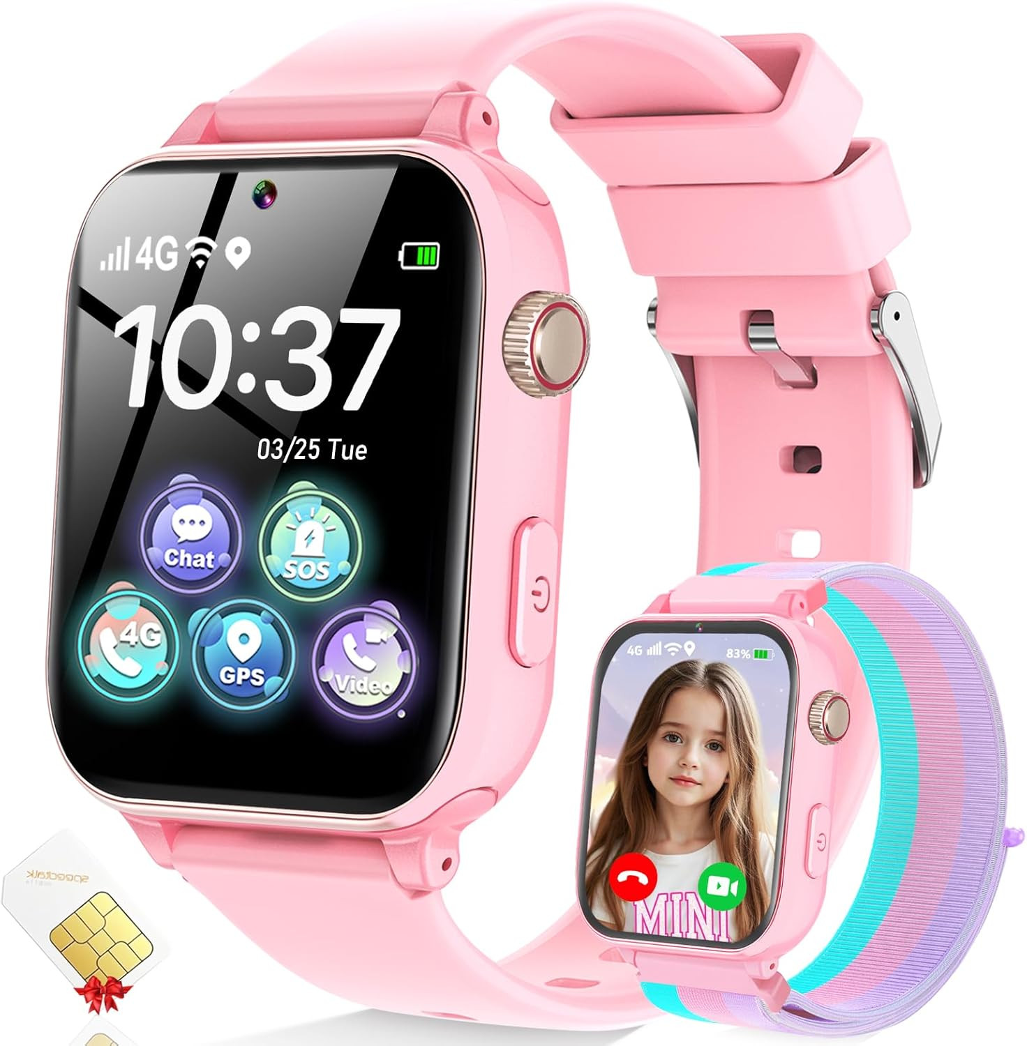 4G Kids Smart Watch for Boys Girls, Kid Watch Phone Ages 4-12 with Call, GPS, SO