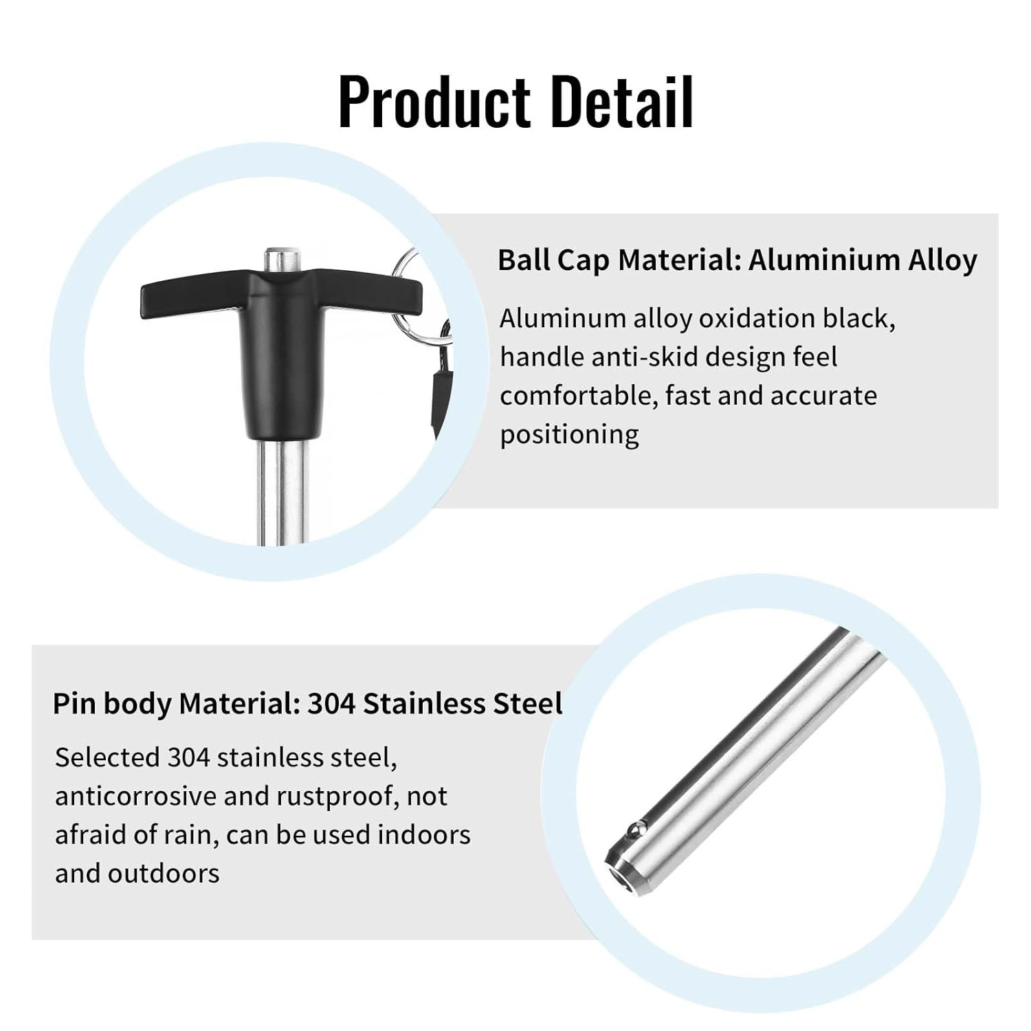 T Handle Quick Release Pin 3/8 Inch Diameter ,Stainless Steel Ball Locking Pin w