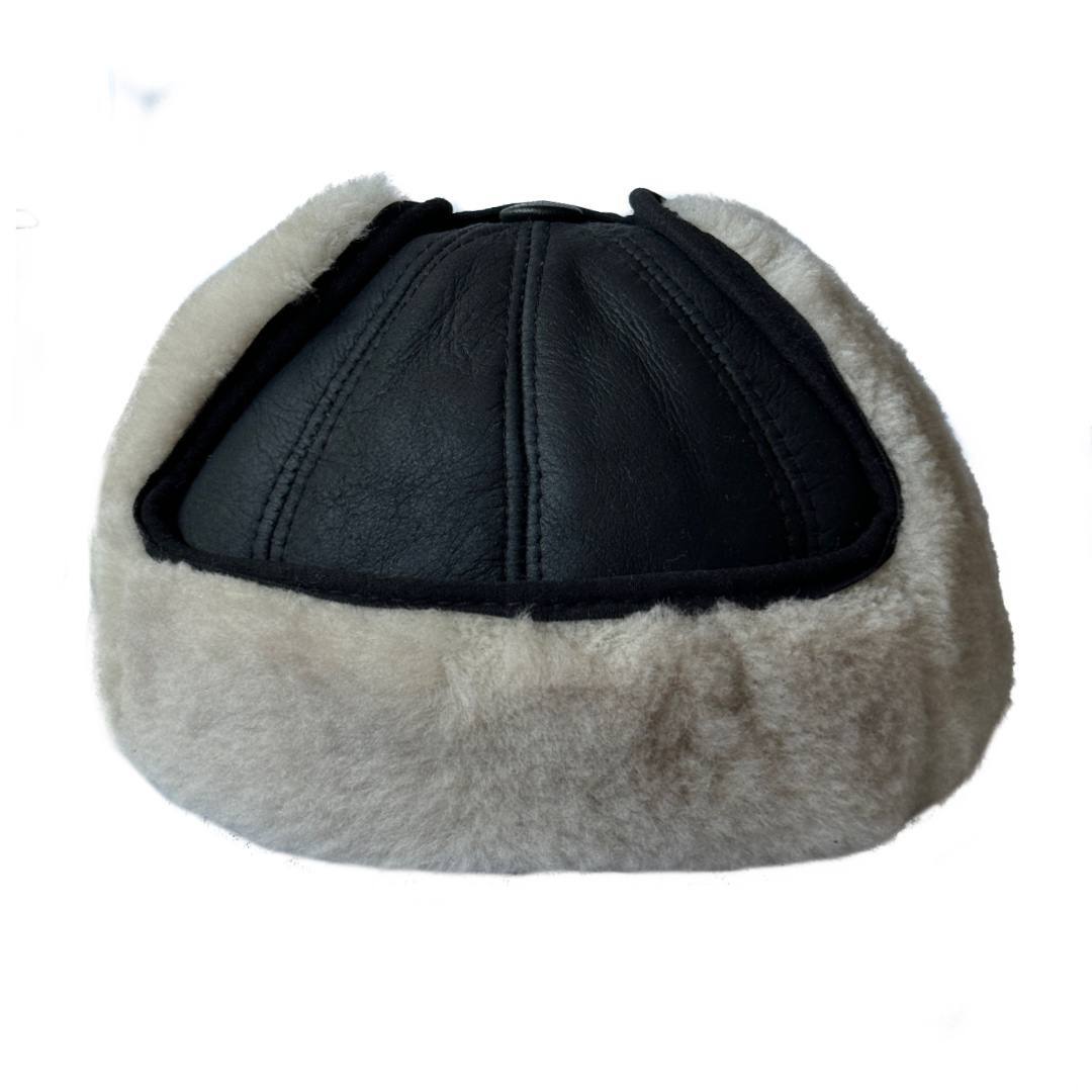 Men's FUR WINTER HAT Sheepskin Shearling LEATHER TRAPPER USHANKA Hat M-XXXL