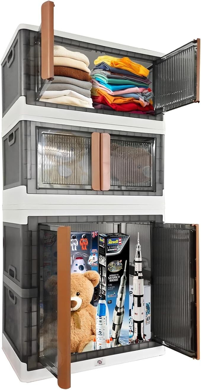 NUNET XLarge Foldable & Stackable Closet Storage Box for Clothes, Beddings, Toy