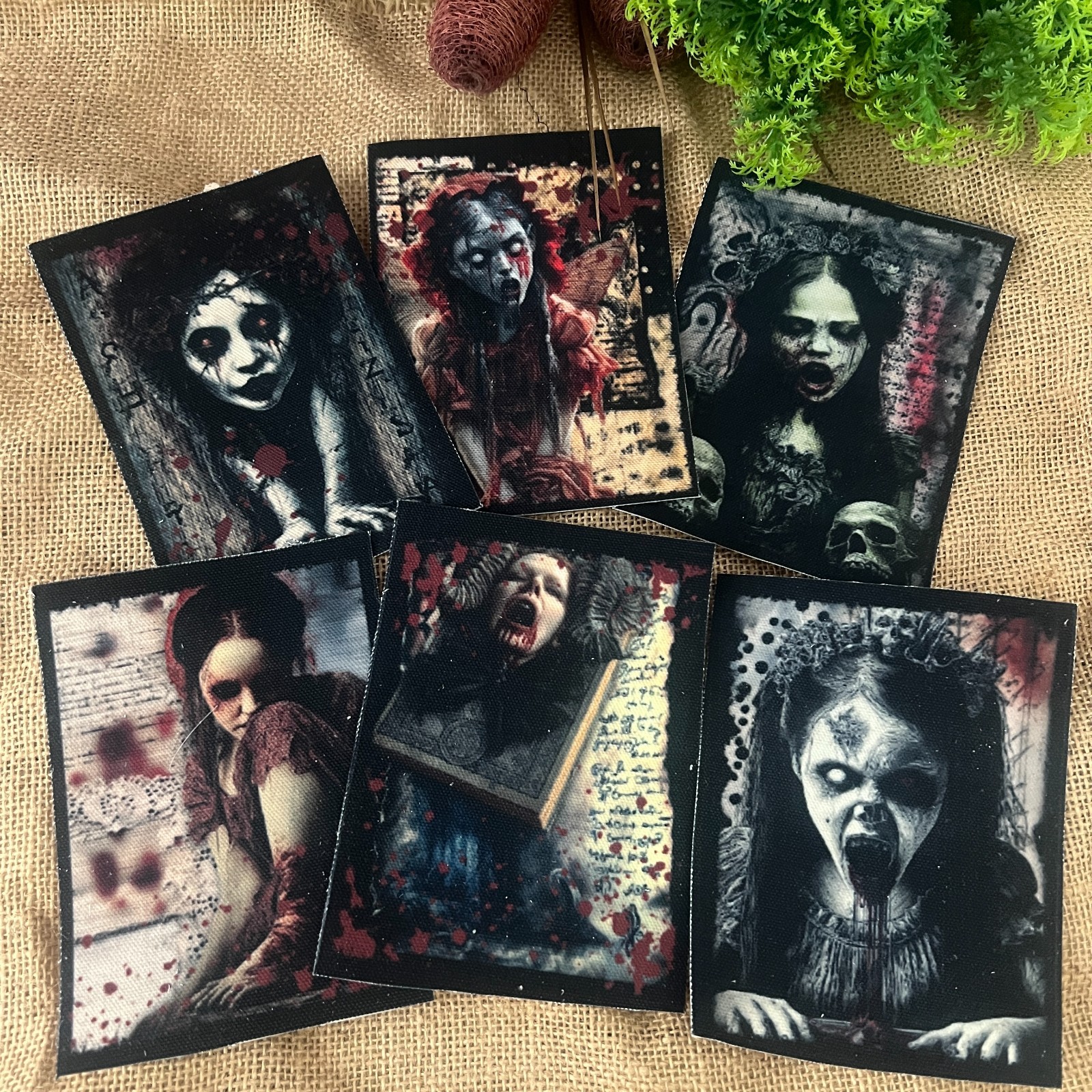 Gore Girl Bloody Occult Necronomicon Grunge Iron on DIY Printed Canvas Patch