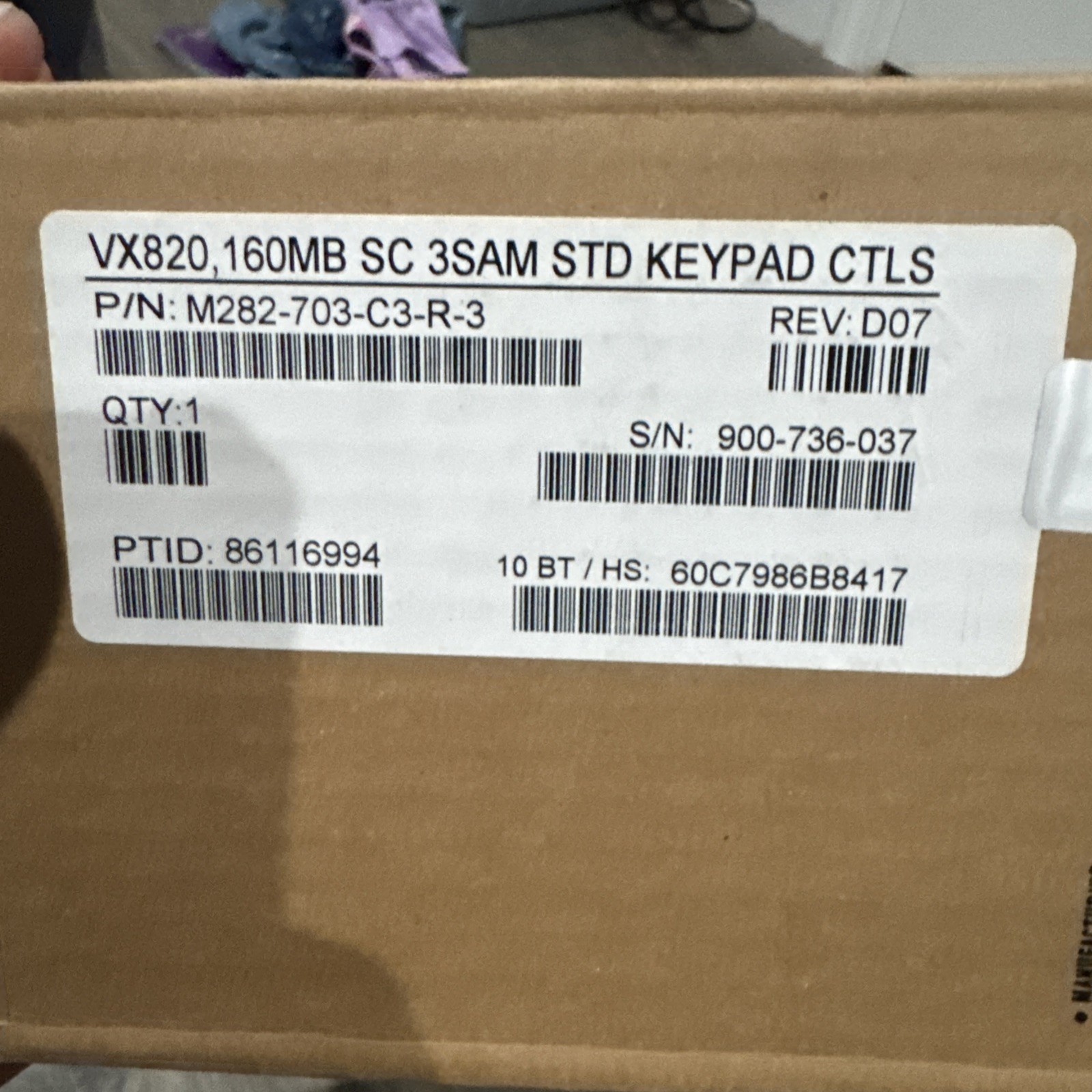 VeriFone VX 820 SN: 900-736-037