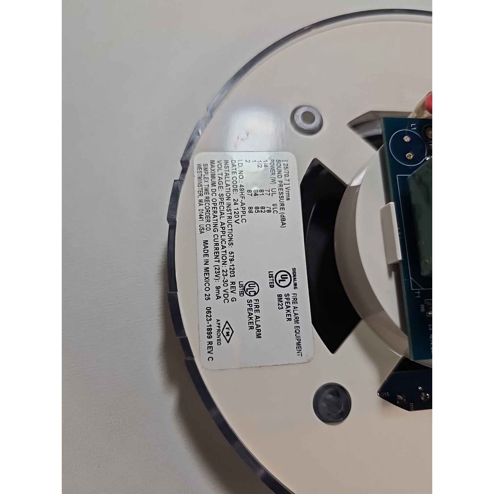 Simplex 49HF-APPLC Ceiling-Mount Addressable Speaker 07431749 NEW