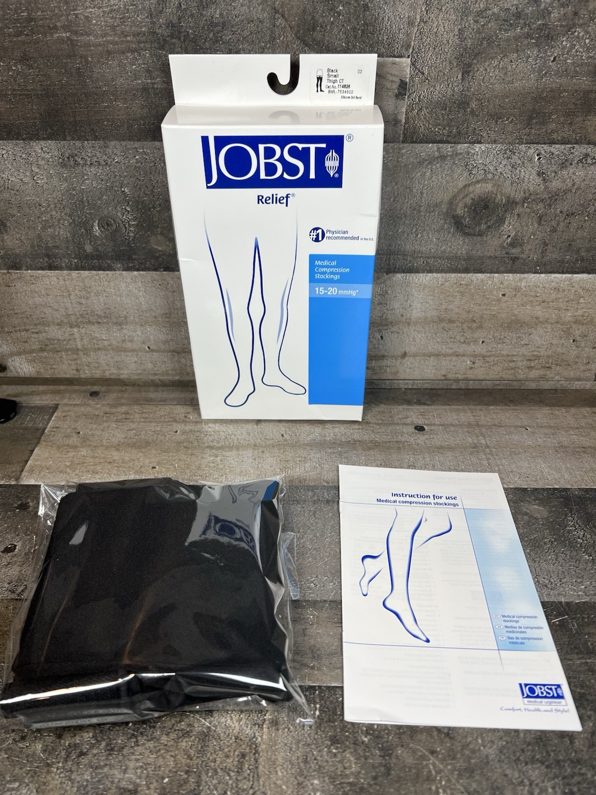 NEW Jobst Relief Legwear Stockings 15-20 mmHg SMALL THIGH CT 114826 BLACK