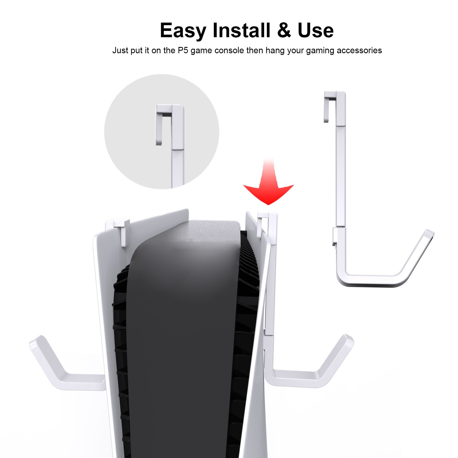 For PS5/PS5 Slim 1 Pair Gaming Controller Hanging Holder Headset Hangers;