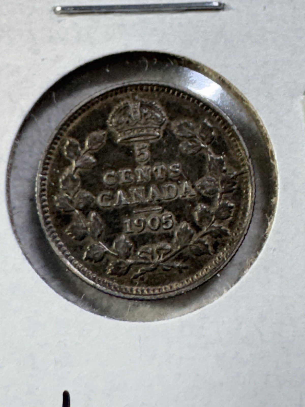 1905 Canada 5 Cents Small Silver Coin Scratched