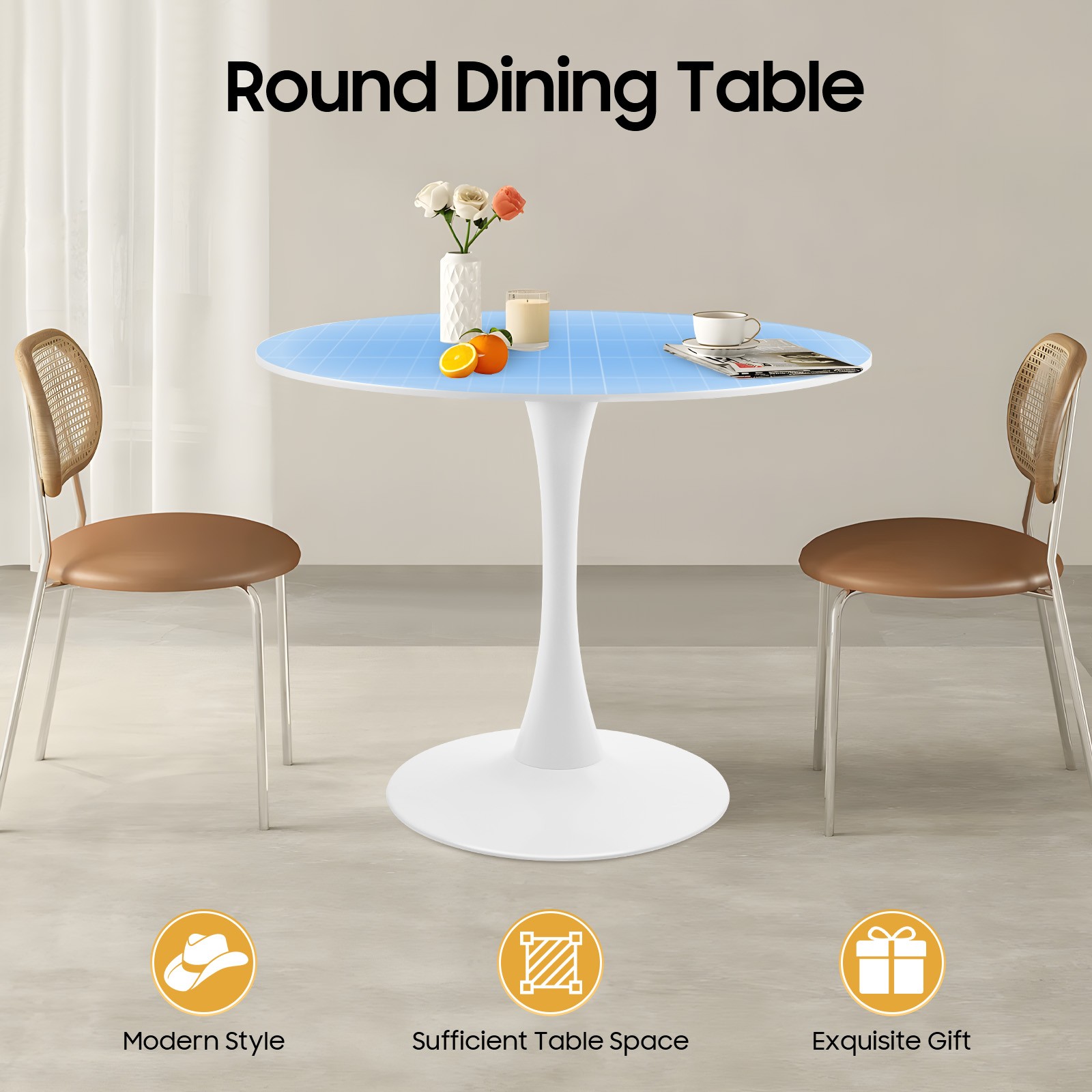 Kitchen Dining Table Round Table Small Waist Design Living Room Leisure Table US