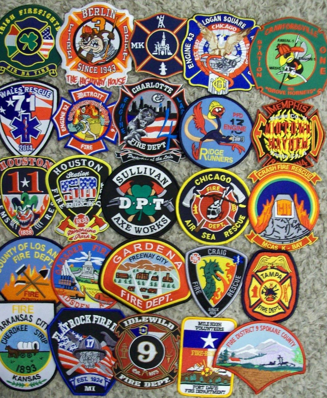 *NEW*  *CLEARANCE*  25 Total Various Fire Patches  Set # 67 NO DUPLICATES IN SET