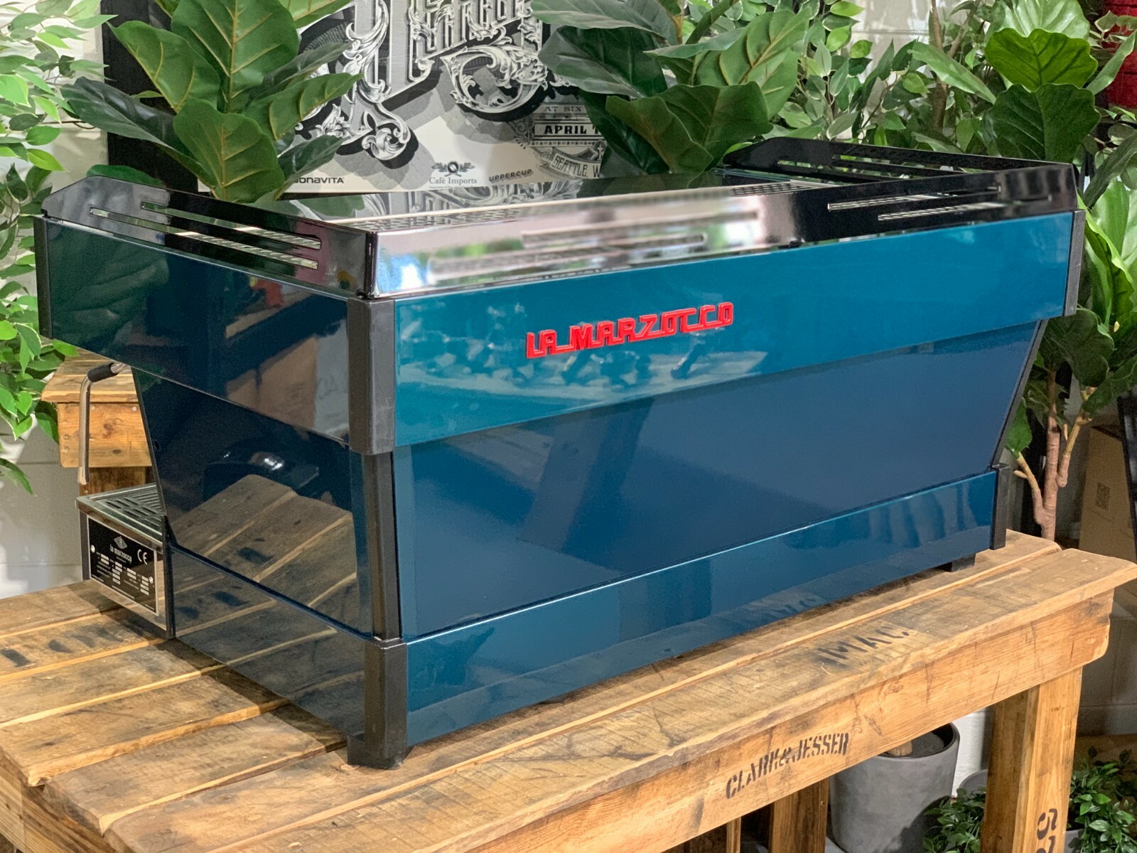 LA MARZOCCO LINEA PB 3 GROUP GOODWOOD GREEN ESPRESSO COFFEE MACHINE COMMERCIAL